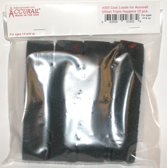 303 Coal Load for Accurail Offset Triple Hoppers (12) (Temporarily out of stock)