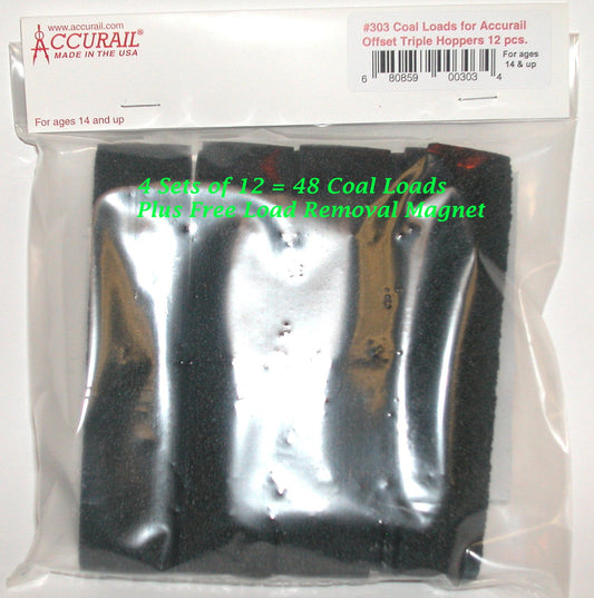 353 Coal Load for Accurail Offset Triple Hoppers (48) with Magnet (Temporarily out of stock)