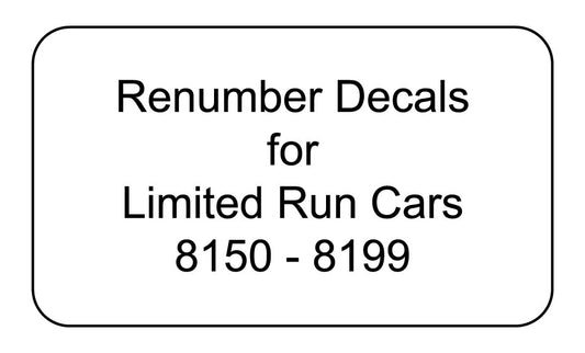 Decal Renumber Sets for Limited Run 8150 through 8199