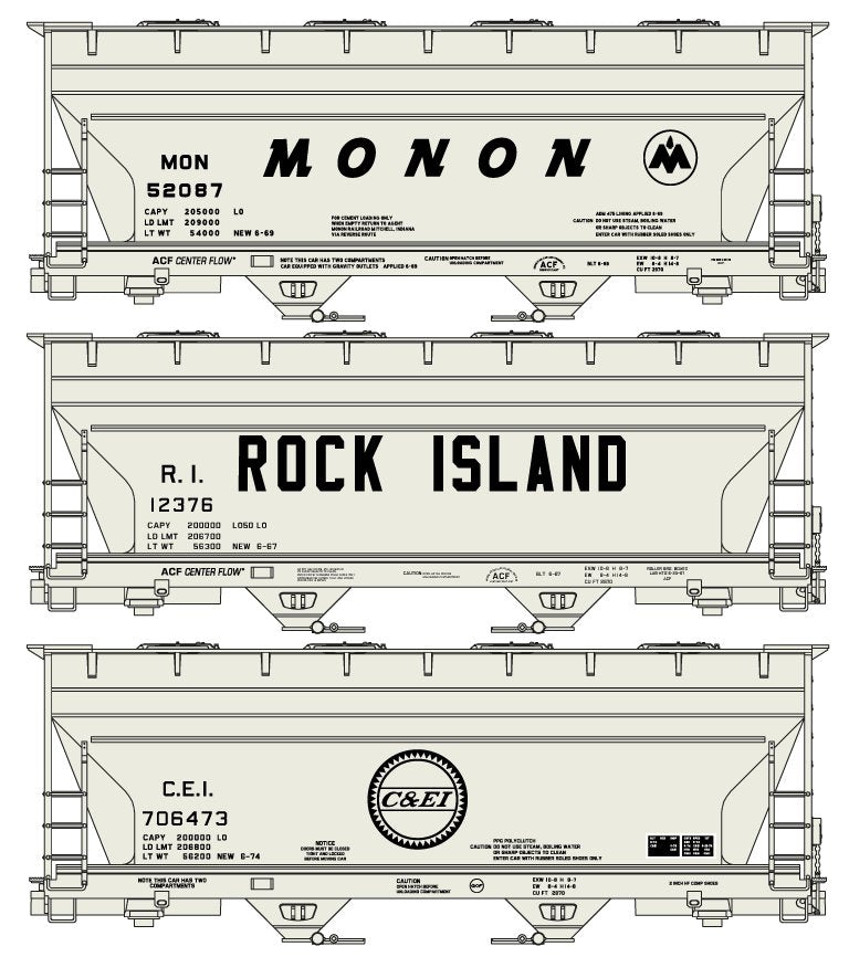 8151 2-Bay ACF Hopper 3-Car Set
