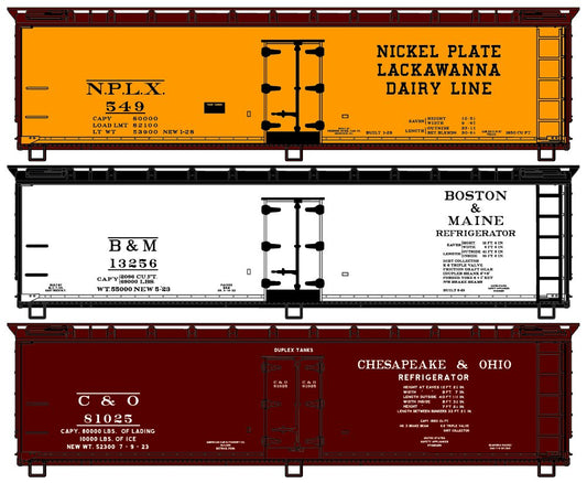 8156 Wood Reefer NKP, B&M, C&O 3-Car Set