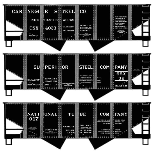 8172 Private Owner Steel Company Twin Hopper 3-Car Set