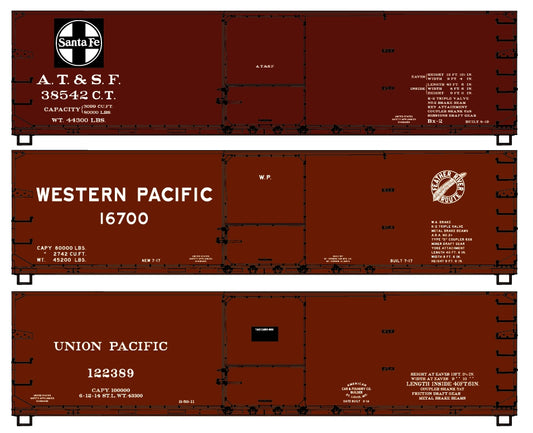 8178 Western Road 40' Double Sheath Wood Boxcar 3-Car Set