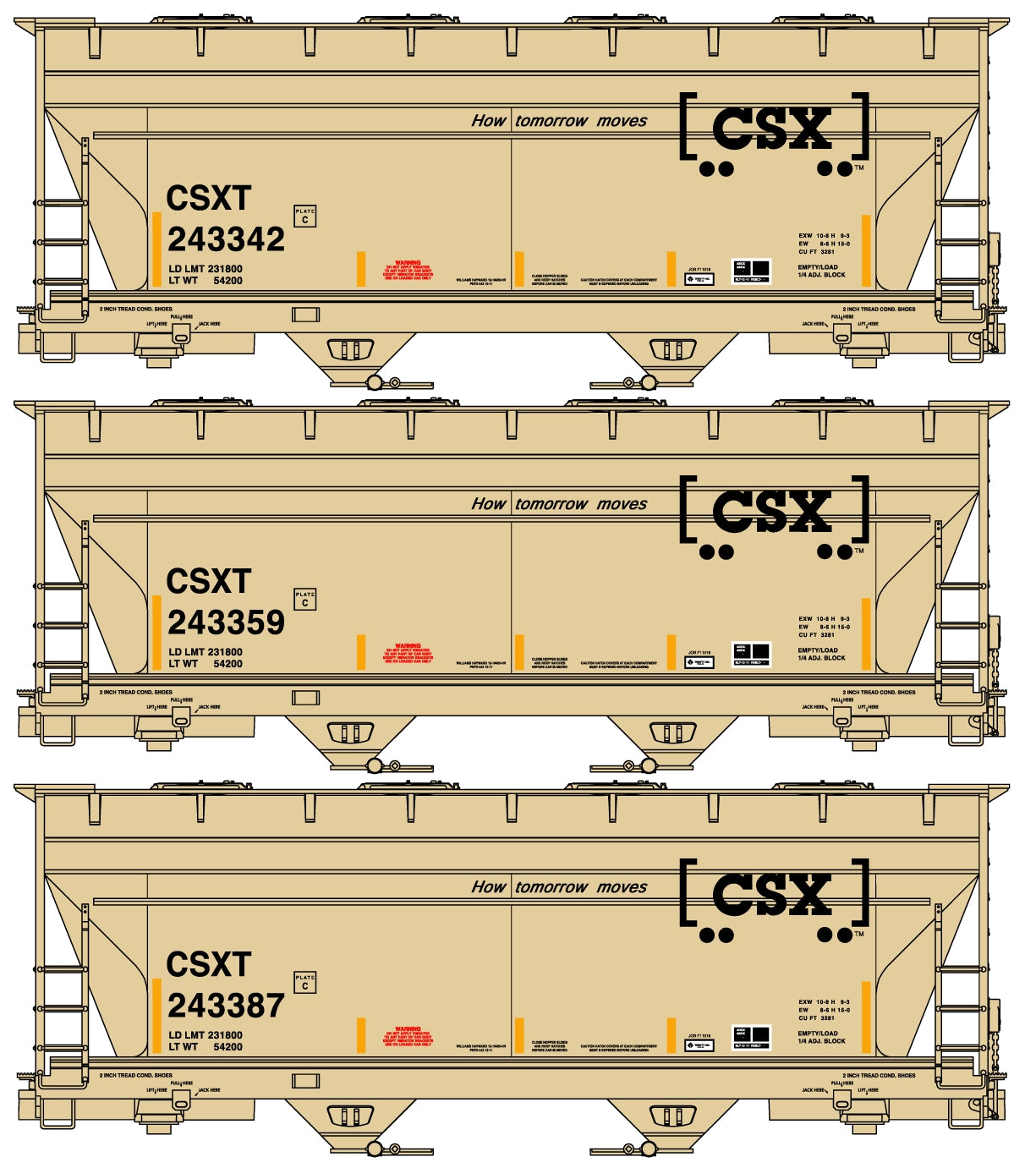 8179 CSX 2-Bay ACF Hopper 3-Car Set (Coming Soon)