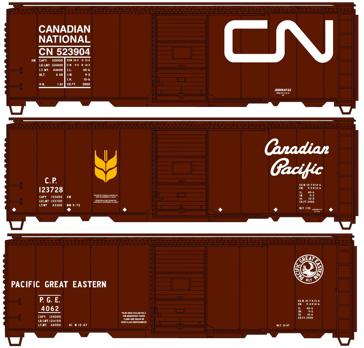 8193 Canadian Road 40' Steel Boxcar 3-Car Set
