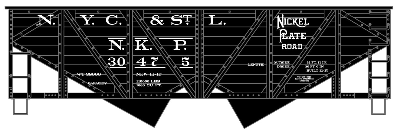 Nickel Plate NYC&StL Wood-Side Twin Hopper