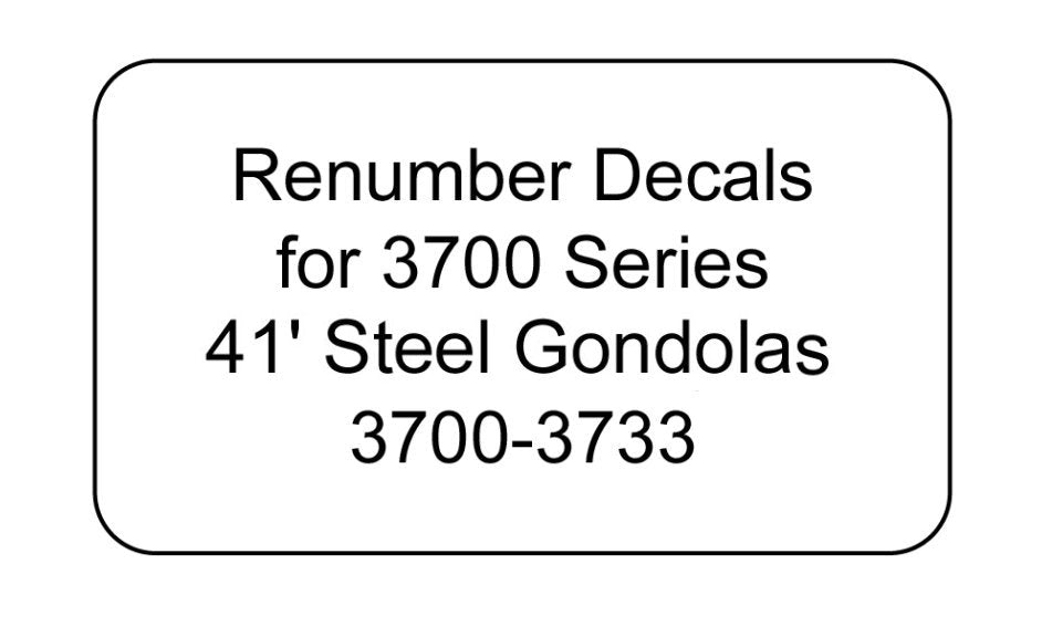 Decal Renumber Sets for 3700 Series Gondolas 3700-3733