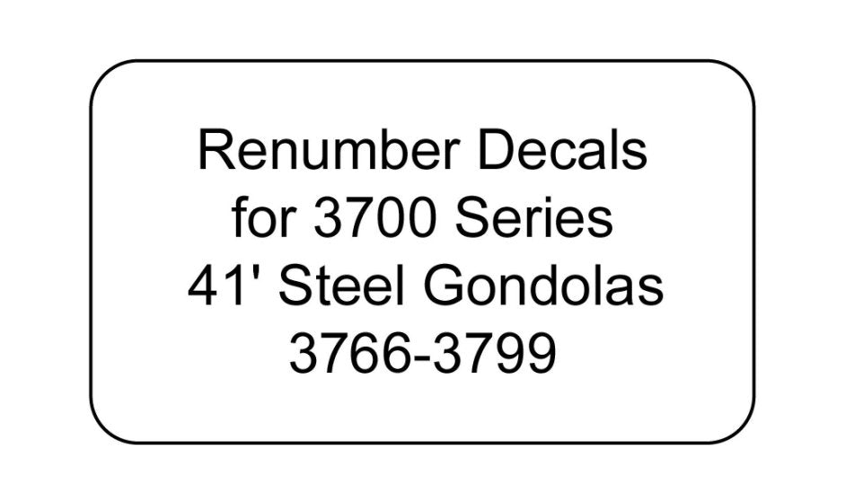 Decal Renumber Sets for 3700 Series Gondolas 3766-3799