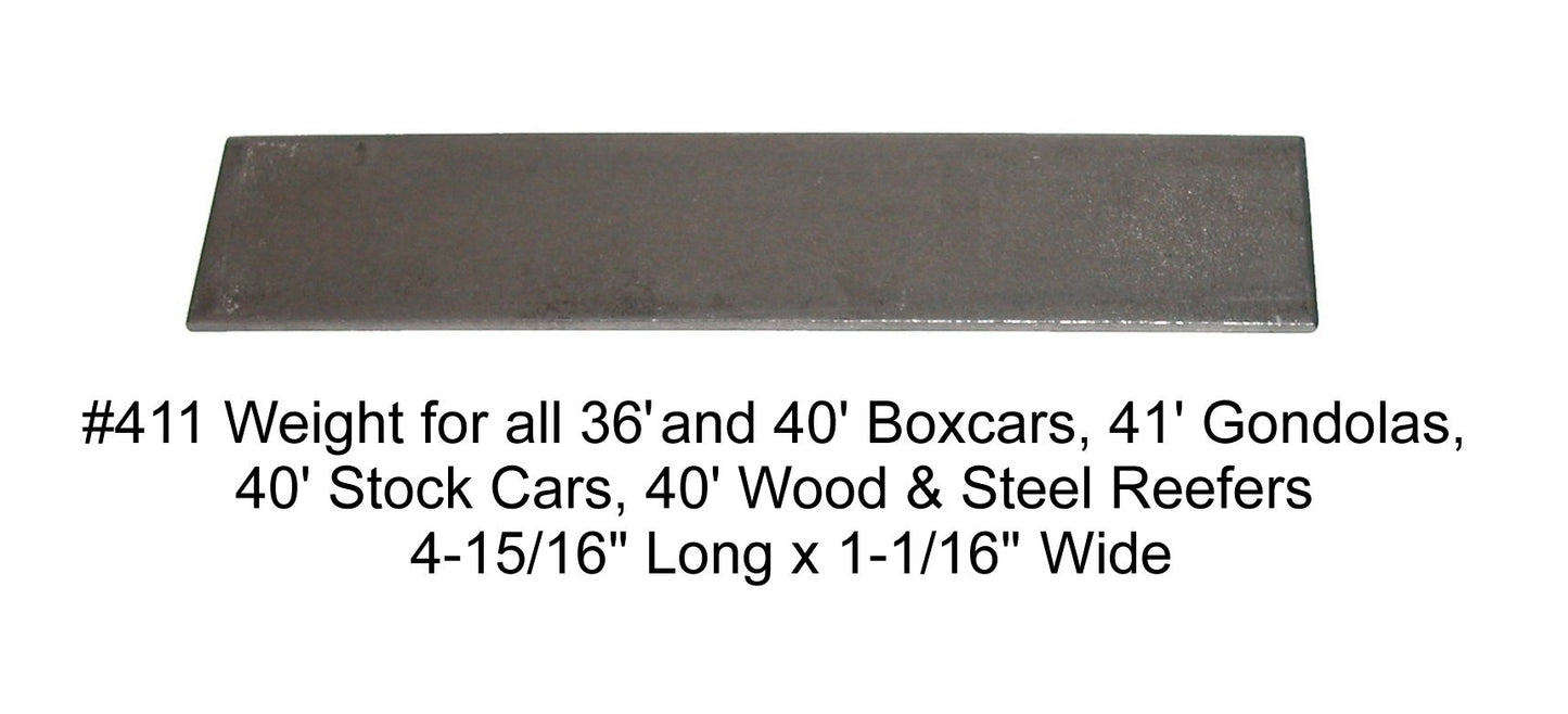 411 Weight for 36' & 40' Boxcars, 40' Stock Cars & Reefers, 41' Gondolas