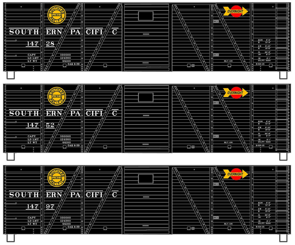 8148 Southern Pacific Overnight Boxcar 3-Car Set