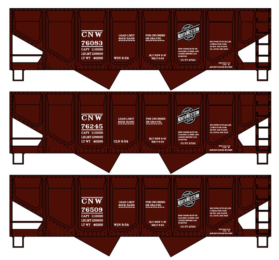 8174 Chicago & North Western Panel-Side Twin Hopper 3-Car Set (Coming Soon)