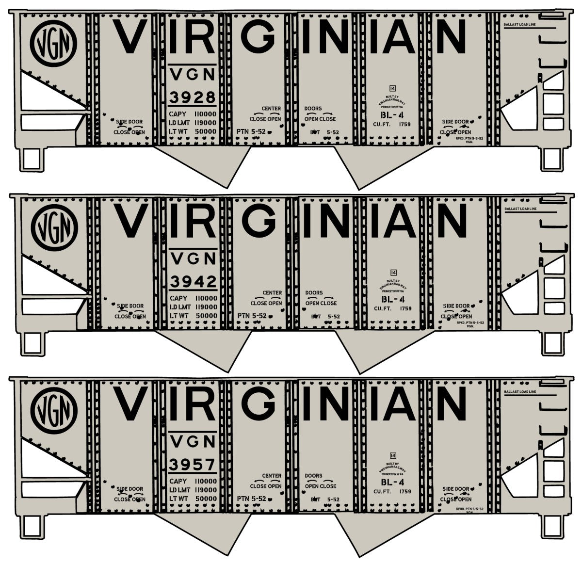 8175 Virginian Twin Hopper 3-Car Set (Coming Soon)