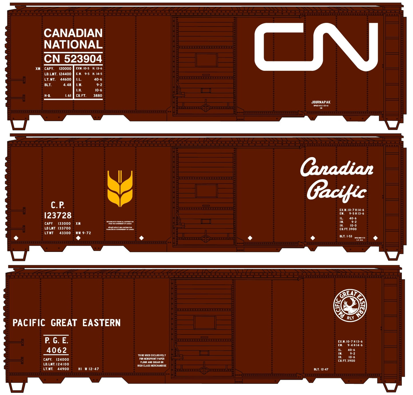 8193 Canadian Road 40' Steel Boxcar 3-Car Set