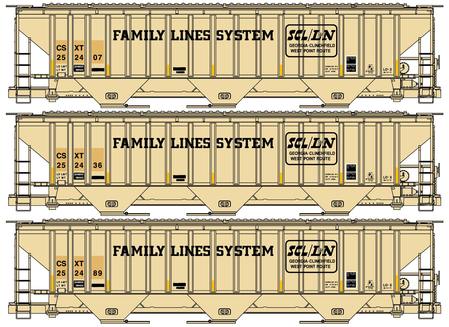 8197 CSXT Family Lines SCL/L&N 3-Car Set (Coming Soon)