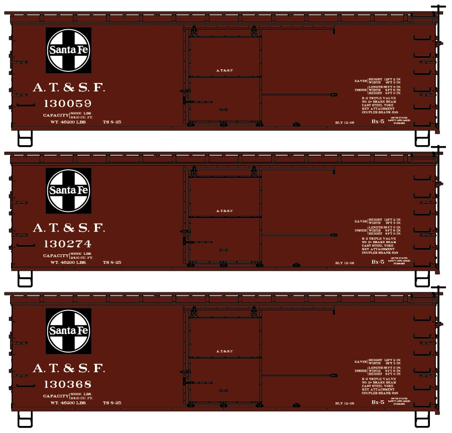 8198 Santa Fe 36' Wood Boxcar 3-Car Set (Coming Soon)