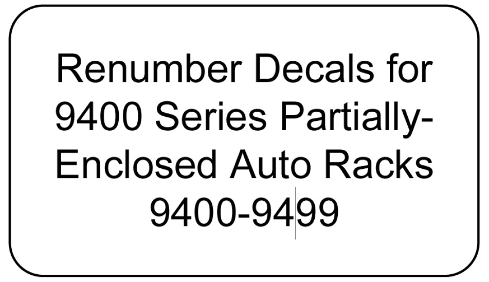 Decal Renumber Sets for 9400 Series Auto Racks