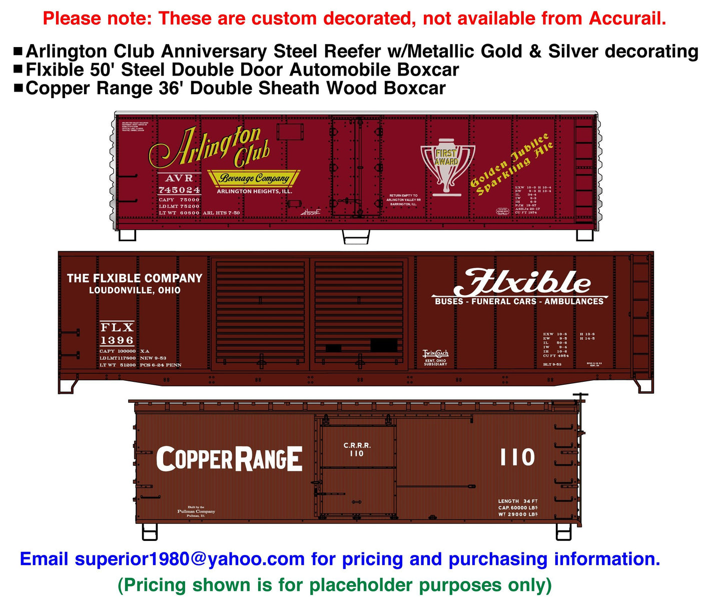 Custom Decorated Boxcars & Anniversary Reefer